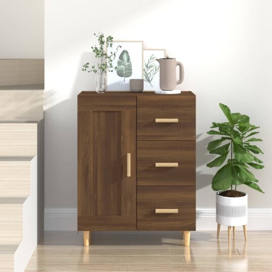 vidaXL Skjenk brun eik 69,5x34x90 cm konstruert tre