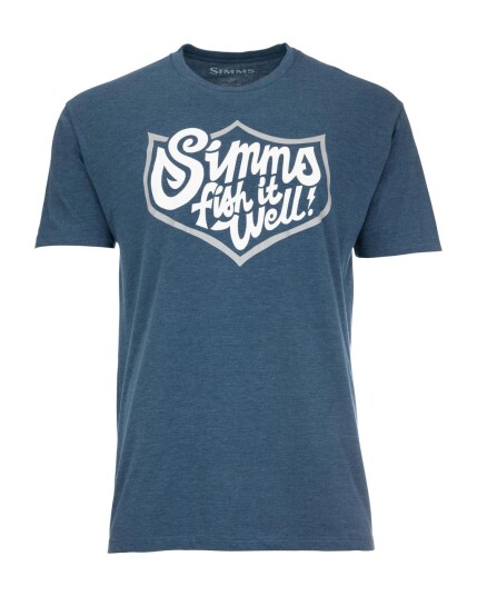 Simms Fish It Well Badge T Shirt Sailor Blue Heather Simms Fish It Well Badge T Shirt Sailor Blue Heather