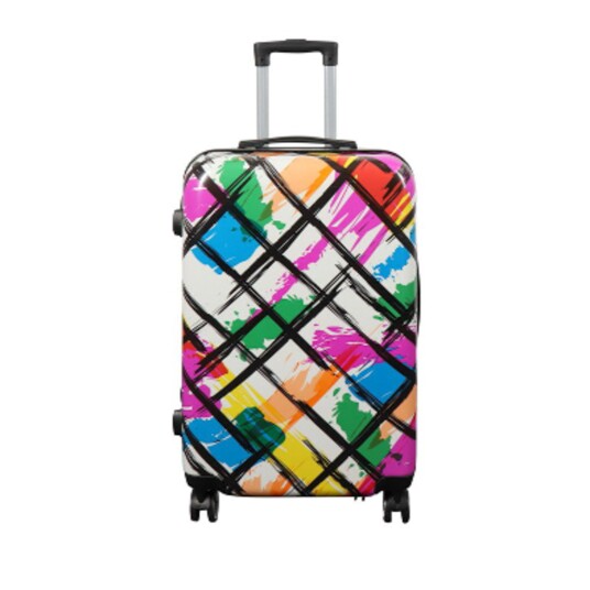 Borg Living Koffert - Hardcase koffert - Størrelse Medium - Koffert med motiv - Kryssmønster - Eksklusiv lettvektskoffert