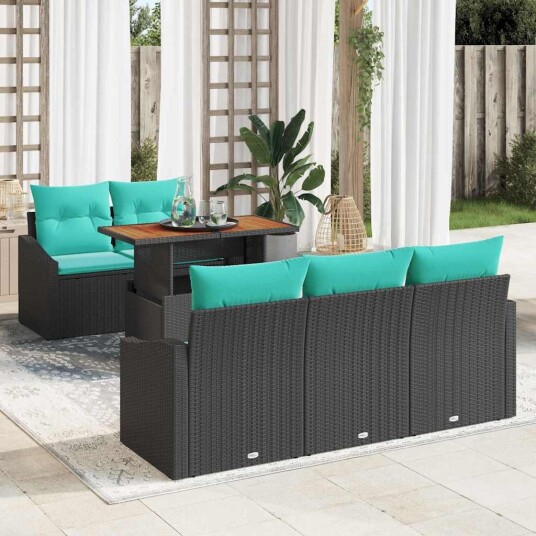 vidaXL Hagesofa Set 6 stk. 5 Antall seter Svart og teal