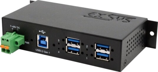 Exsys Ex-1185Hmvs-2 - Hub - 4 X Usb 3.2 Gen 1 - Din-Skinnemonterbar - Dc-Strøm