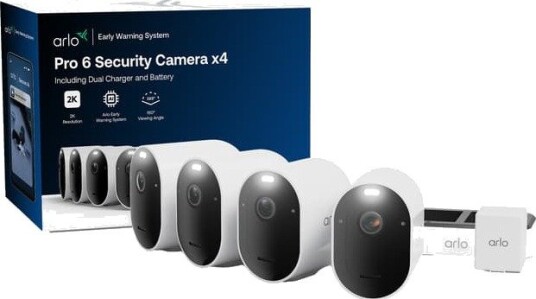 Arlo Pro 6 overvåkningskamerasett (4-pk, hvit)