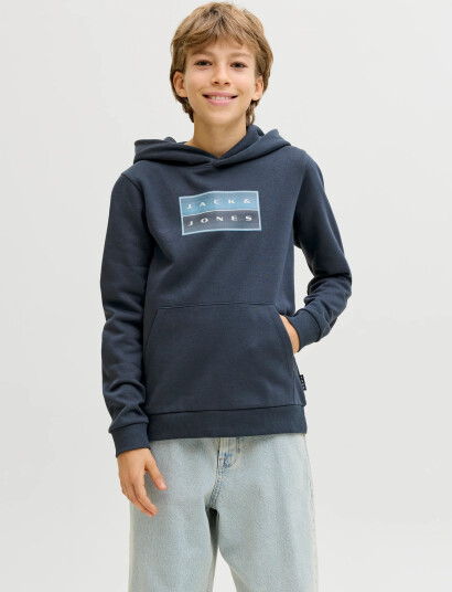 Jack & Jones Jcofusion Graphic Sweat Hood Unb Sn Jnr Navy 152 Jack & Jones Jcofusion Graphic Sweat Hood Unb Sn Jnr Navy 152