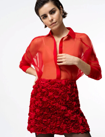French Connection Verity Textured Mini Skirt - Red - 40