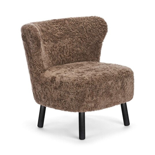 Natures Collection Emil Lounge Chair Korthåret Lysebrun Svart bøk