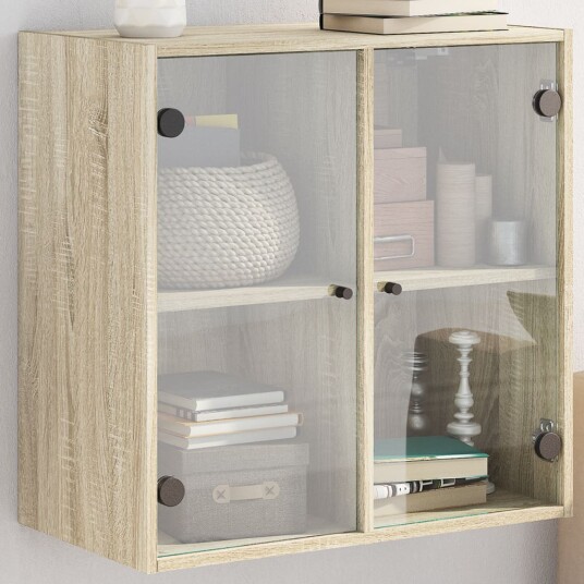  Sideskap med glassdører sonoma eik 68x37x68,5 cm 8721012214422