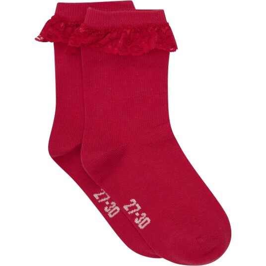 Minymo Red ankelstrømper Med Blonder 35-38 Minymo Red ankelstrømper Med Blonder 35-38