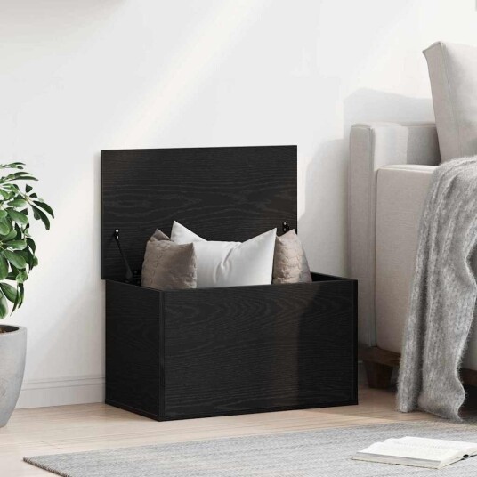  Oppbevaringsboks med lokk Svart Eik 60x35x35 cm Konstruert Tre