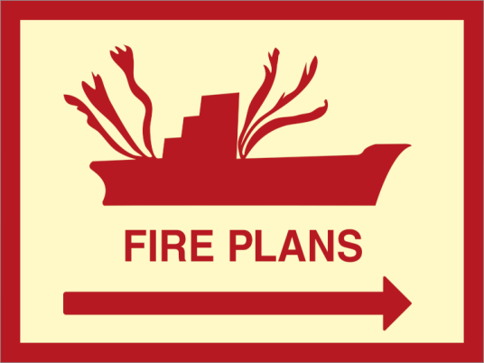 Fire plan arrow right  - Etterlysende plast HI150 - 300 x 400 mm