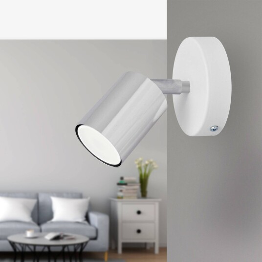 HELam Tune II vegglampe hvit/krom metall E27 Ø 5,5 cm
