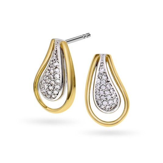 Pan Jewelry Øredobber i 925 forgylt sølv med zirkonia
