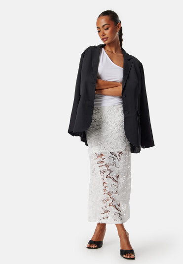 BUBBLEROOM Midi Lace Skirt White 38