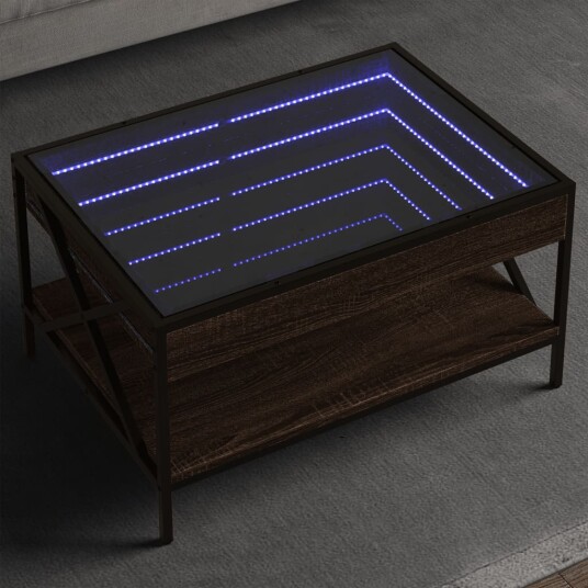  Salongbord med Infinity LED brun eik 70x50x38 cm 847706