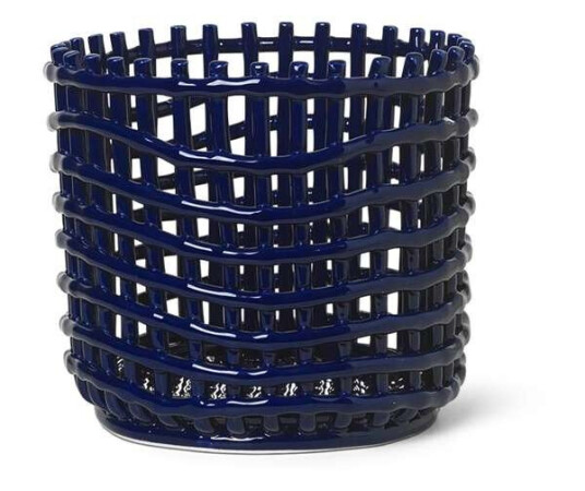 ferm LIVING Ceramic flettet kurv Ø23,5 cm Blå
