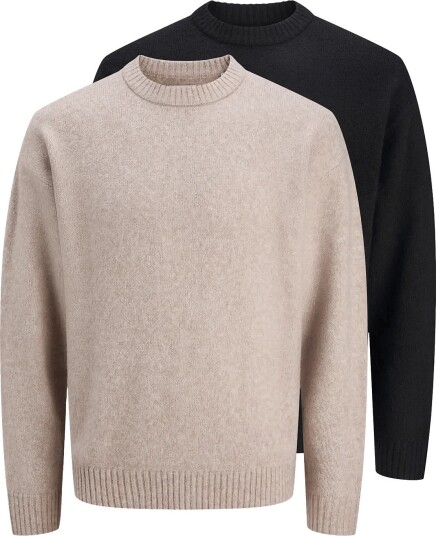Jack & Jones Jjesoho Ollie Knit Crew Neck 2Pk Mp   Black   S