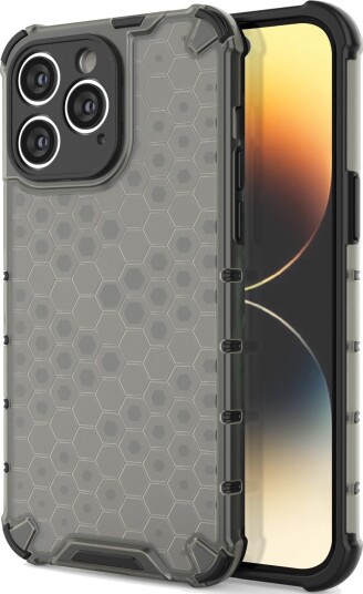 Hurtel Honeycomb Case for iPhone 14 Pro Max Armored Hybrid Cover Black
