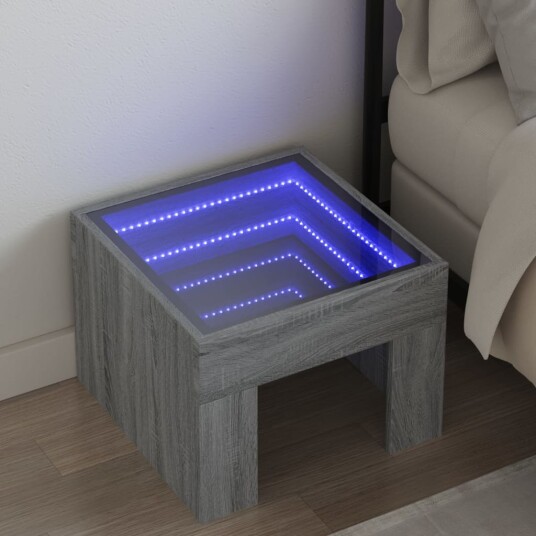 Salongbord med Infinity LED grå sonoma 40x40x30 cm 3284075