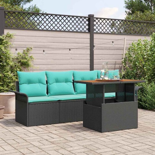 vidaXL Hagesofa Set med pute 5 pcs Svart og blå