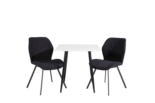 Venture Design Polar & Gemma spisegruppe Hvit/svart 2 st stoler & bord 75 x 75 cm