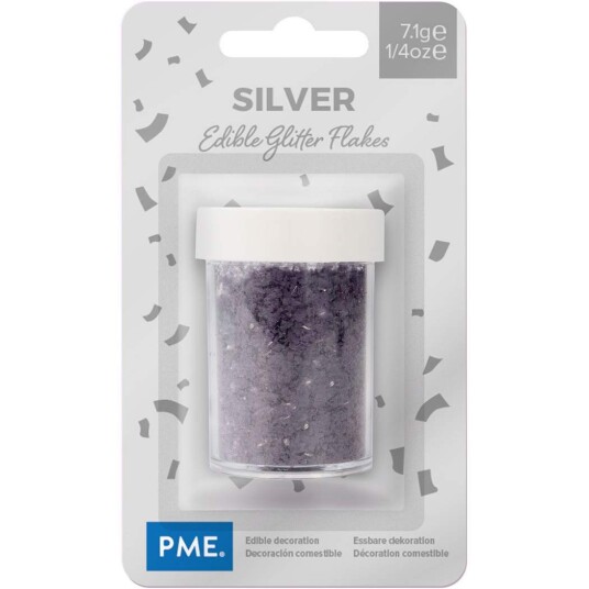 Pme Glitter Flakes  Sølv 7,1g 