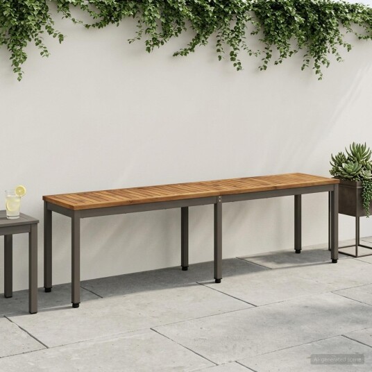 vidaXL Hagebenk 161 x 35 x 45 cm Solid akasietre Naturlig og Kaffe