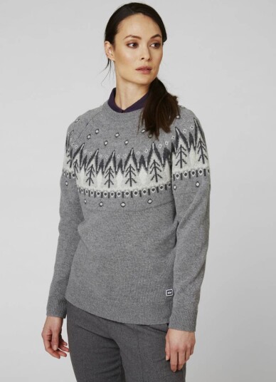 Grå Helly Hansen W Wool Knit Sweater Ull Genser (XS)
