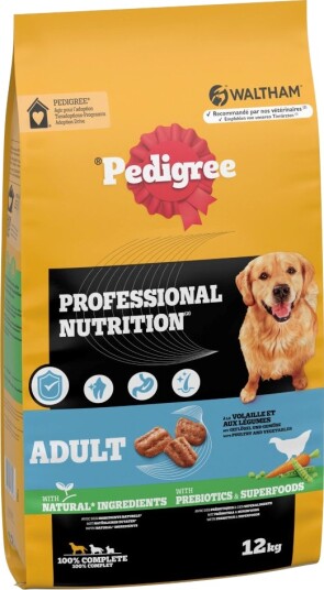 Pedigree Tørrfôr Adult Professional Nutrition Med Fjærkre Og Grønnsaker 12 kg