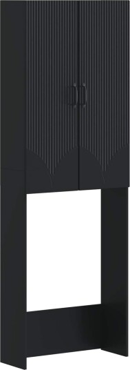 vidaXL Toalett skap HOORN Svart 66 x 25,5 x 190 cm Konstruert tre