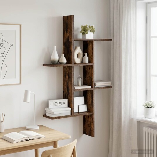 vidaXL Vegghylle Røkt Eik 61 x 15 x 102 cm Konstruert tre