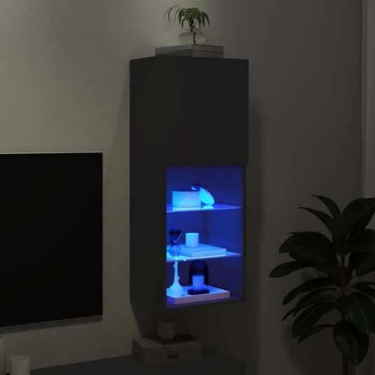 vidaXL TV-benk med LED-lys svart 40,5x30x102 cm 8721012256422 vidaXL TV-benk med LED-lys svart 40,5x30x102 cm 8721012256422
