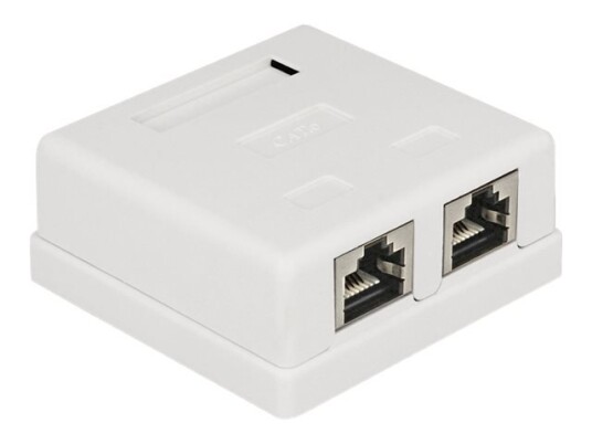 Delock Modular Wall Overflatemonteringsboks For Nettverk Cat 6 Stp Rj-45 X 2 Hvit
