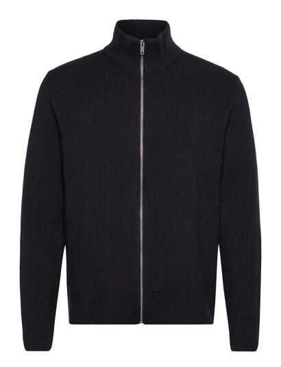 Lindbergh Knitted Zip Cardigan - Black - XL