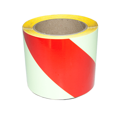 Etterlysende tape for ledelinje  non-MED  80 mm x 10 m  Etterlysende/ rød   