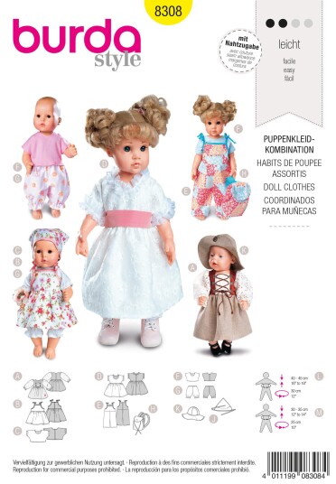 Burda 8308 - Dukkeklær