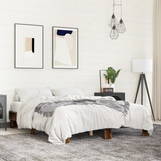 Sengeramme røkt eik 150x200 cm konstruert tre og metall 8721102615306