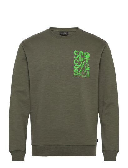 Scotch & Soda Left Chest Logo Sweatshirt - Green - XXL