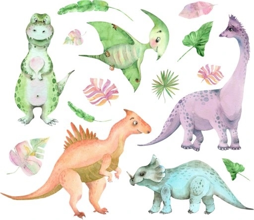 Veggklistremerke Dinosaurer og blader / 02 Veggklistremerke Dinosaurer og blader / 02