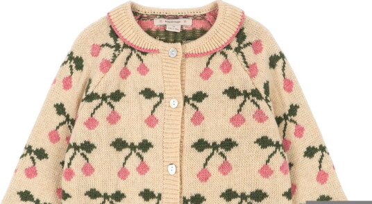 Konges Sløjd Cardigan Strikk Ull Belou krage Cherry Konges Sløjd 3 år (98) Cardigan Beige Grønn Rosa