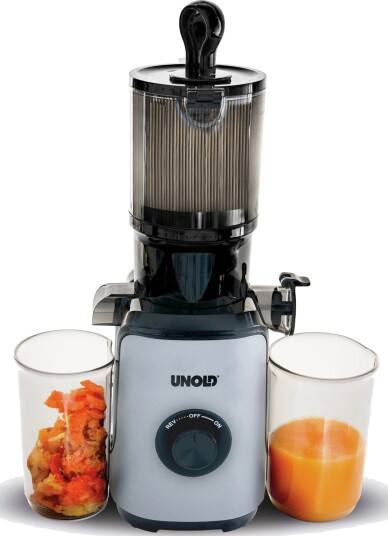 Unold Sam Slow Juicer 300W, 40-80 omdr./min, 0,8L, 110mm påfylling, dryppstopp Grå Unold Sam Slow Juicer 300W, 40-80 omdr./min, 0,8L, 110mm påfylling, dryppstopp Grå