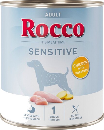 Rocco Våtfôr Sensitive Ny Oppskrift Med Potet Kylling 6 X 800 G 6 X 800 G