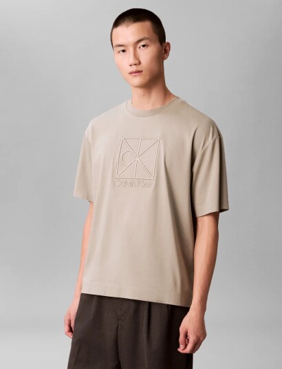 Calvin Klein Ss Rlxd Premium Interlock Emblem Beige M