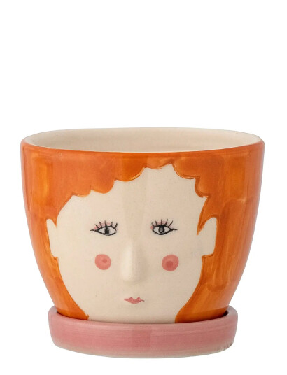 Bloomingville Jaya Flowerpot W/Saucer - Orange - Ø 9.5 CM
