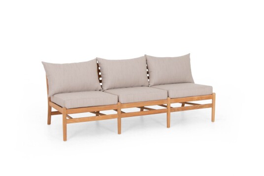 Sunzo Hampton 3-setermodul Teak med beige pute 185 x 68 x 70 cm Natur Sunzo Hampton 3-setermodul Teak med beige pute 185 x 68 x 70 cm Natur