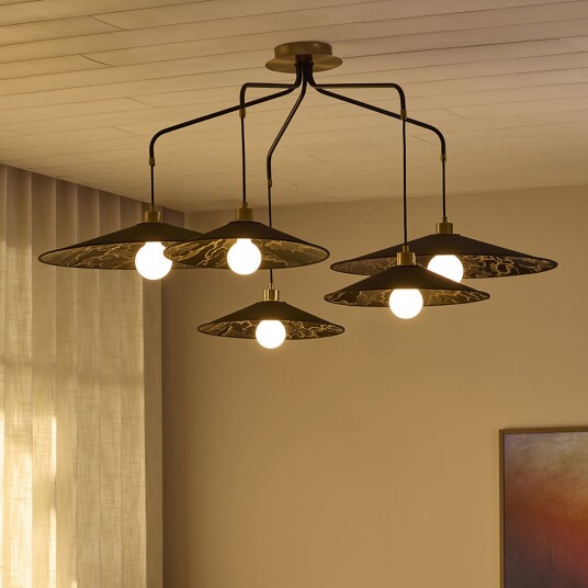 Pendellampe MARKET SET Gatsby dimmbar Svart Spisestue Stoff / Tekstil Design 35 Svart