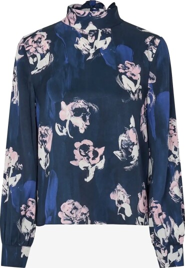 STINE GOYA 2263 Dry Viscose Back Tie Blouse BLUSH ROSES ON INDIGO XL