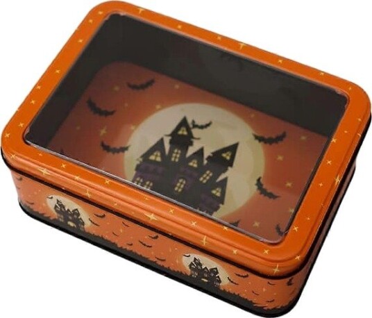 Halloween Metallboks til Godteri og Kjeks med Gjennomsiktig Lokk