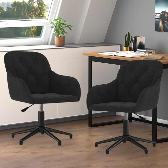 vidaXL Spisestuestol 2 stk. Fløyel 55 x 59,5 x 77 cm Svart vidaXL Spisestuestol 2 stk. Fløyel 55 x 59,5 x 77 cm Svart