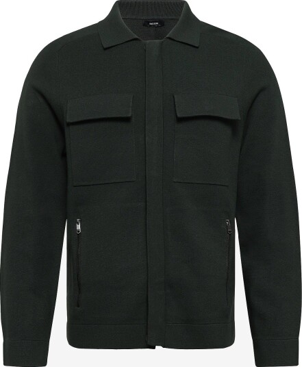 Reiss Fleetwood Ls Concealed Placket Milano Jacket DARK GREEN XL