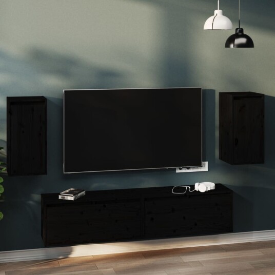 vidaXL Veggskap 2 stk svart 30x30x60 cm heltre furu vidaXL Veggskap 2 stk svart 30x30x60 cm heltre furu