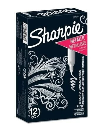 Sharpie Metallic Permanent Markers | Fine Point | Silver | 12 Count